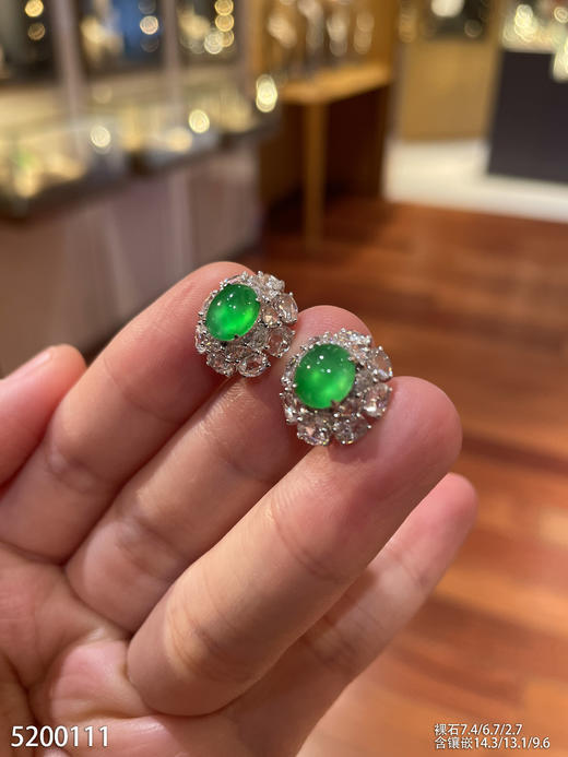 艳绿蛋面耳钉   99999【5200111】 商品图1