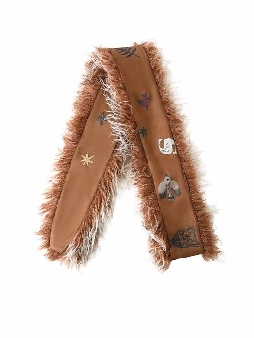 早乙女惠子saotome/STMPSWJ141145/飞鸟印花毛毛围巾 商品图3