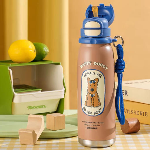 杯具熊锐气双饮保温杯户外便携运动水壶不锈钢保冷杯学生吸管杯子 商品图2