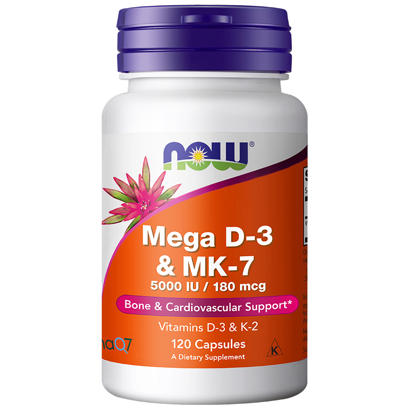 美国NOW维生素D3和MK-7胶囊120粒/瓶