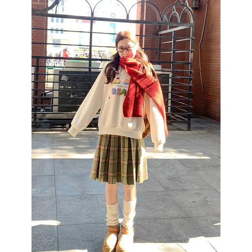 <曾小咸推荐>现货秒杀 ！微信超特价！韩系绿格纹百褶半身裙 日常139.99 立减60 秒杀79.99！！棉服外套 秒杀169.99！！ 商品图1