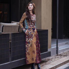 【林栖设计小店】（预售1.3）秋色鸳鸯提花毛织半身裙绵羊毛复古优雅传统气质2025秋冬新款裙子G1954289