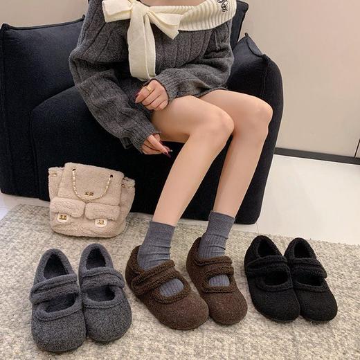 【YW】无忧购加绒玛丽珍鞋女秋冬毛毛鞋呢面勃肯棉鞋F17（截单后3-5天发货） 商品图0