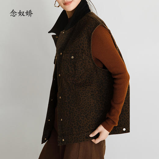 【商场同款】CNI5A87 “ 豹纹马甲 ” 巴恩风复古翻领马甲  酷感十足 商品图3