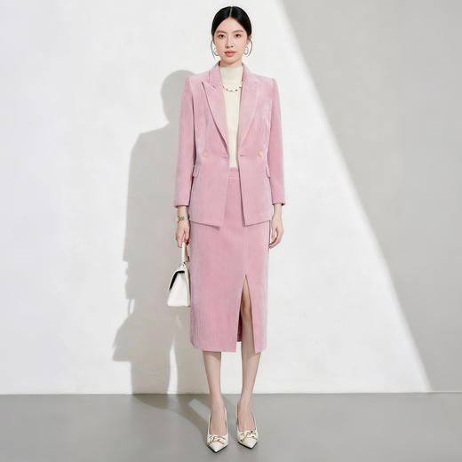 IWY/高级感粉色丝绒西装半裙女秋冬加厚长袖通勤商务职业装正装1024CS038 商品图4