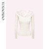 余潇潇【念念繁星】气质透肤烫钻网纱拼接V领针织修身打底衫内搭 商品缩略图3