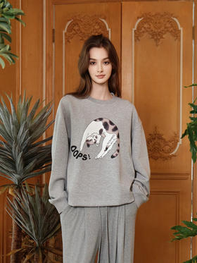 故宫宫廷系列灰色跳跃猫宽松卫衣