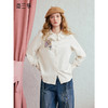 两三事溪光浮白2025冬季新款小清新压褶娃娃领印花刺绣衬衫女宽松 商品缩略图0