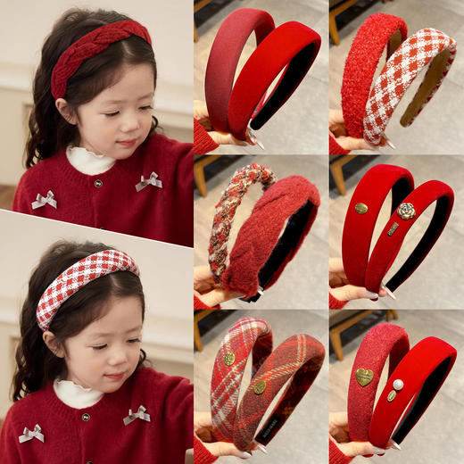 2026年新年女童新年红色发箍新款高颅顶压发发捆头箍不勒头发饰发卡★ 商品图0