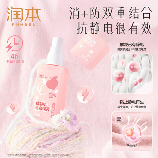 【积兑换】润本抗静电香氛喷雾 75ml 衣服头发除静电去味柔顺剂除皱抗静电 可倒喷 商品图6