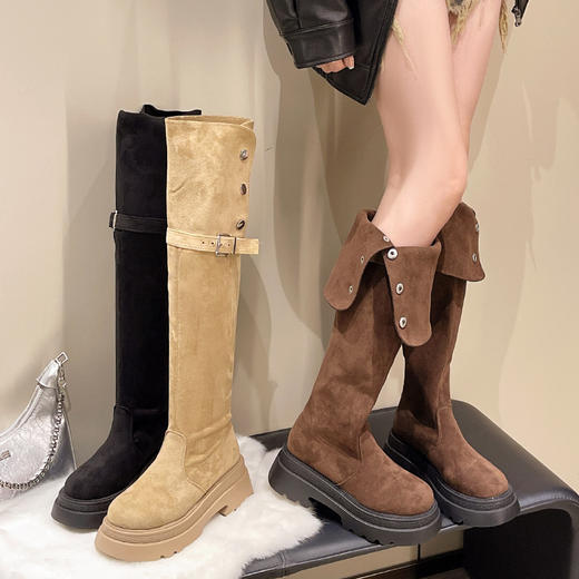 【YW】无忧购两穿过膝靴女秋冬绒面厚底长靴M19  （截单后3-5天发货） 商品图2