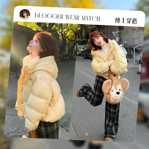 【10/15新品】熙世界暖炉冬日白鸭绒短款羽绒服女冬装厚款小个子面包服连帽外套 商品图3