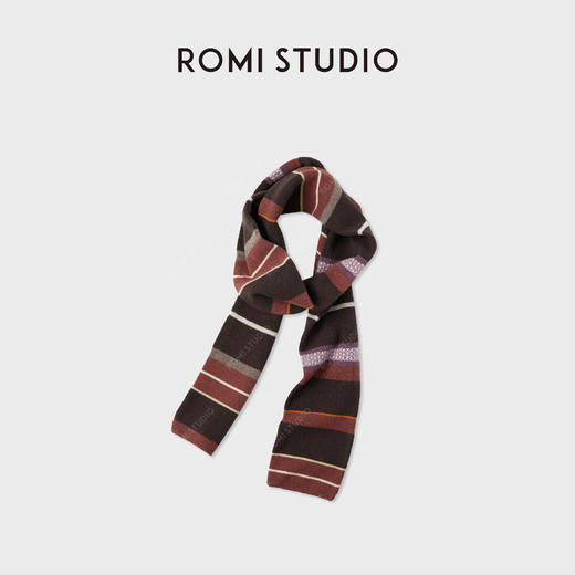 ROMI STUDIO"暖冬织梦"纯羊毛色彩条纹保暖百搭围巾RWCAPT6241 商品图4