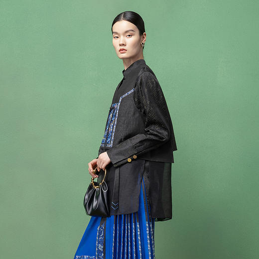 【林栖设计小店】马面裙改良马夹三蓝绣2026早春新款国风上衣1961135B 商品图1