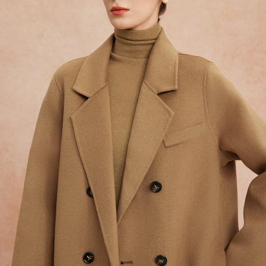 QH948斯尔丽25新款一手长小个子直身简约百搭通勤双面呢羊毛短大衣 商品图4