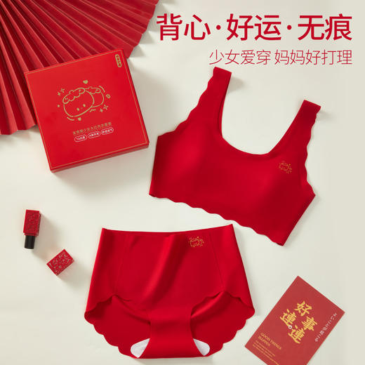 一阶段中小童~2026年马年少女发育期文胸儿童背心 小学8-13岁女孩女童内衣本命年背心式文胸  内裤 商品图0