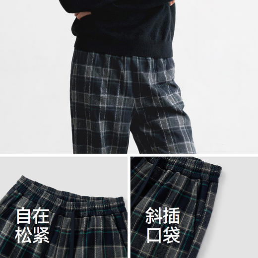 森马休闲裤女冬格子加绒长裤宽松2025新款盐系慵懒复古潮流阔腿裤 商品图3