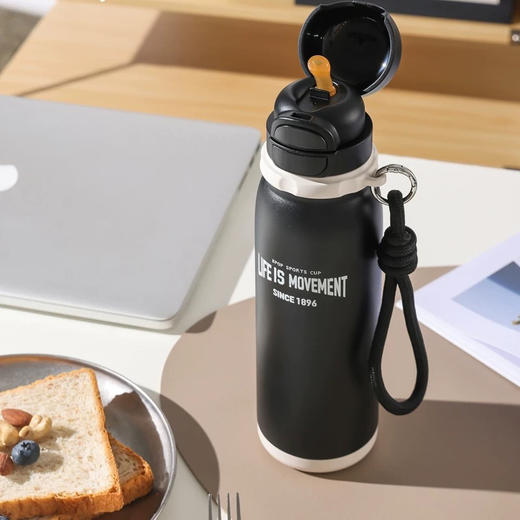 杯具熊锐气双饮保温杯户外便携运动水壶不锈钢保冷杯学生吸管杯子 商品图9