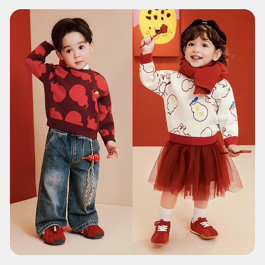【贴贴毛衣】迷你巴拉巴拉男女童宝宝毛衣冬柔软亲肤节日氛围毛衫 商品图2