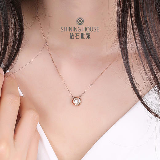 臻选钻饰[天然]钻石世家 18K金钻石项链 时尚贝壳锁骨链 简约百搭波点项链女 送礼礼物 链长约45厘米可调节（钻石约5分） 商品图6