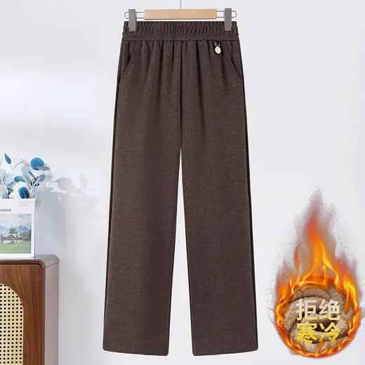 【舒适活动自如❗️修饰身形显瘦得体】加绒直筒裤子女2025冬季新款加绒保暖松紧腰洋气百搭减龄裤子。ja 商品图2