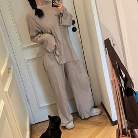 [屁侠亲荐]哈夫 华夫格家居服套装 宽松老钱风 均码