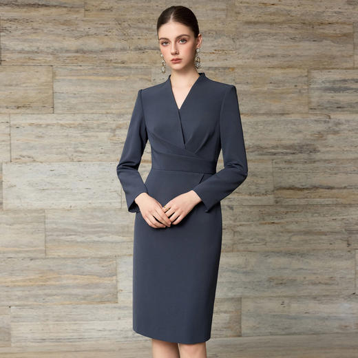 IWY/高级感灰色假两件连衣裙女高级感职业装修身显瘦包臀裙正装25Q876 商品图3