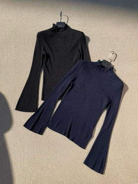 1128-2独家圆正 小禾 喇叭袖羊毛针织套衫