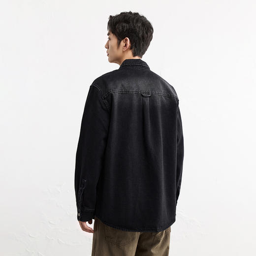 GXG男装25秋季时尚简约潮流百搭翻领日常休闲男式长袖牛仔衬衫K&C 商品图3