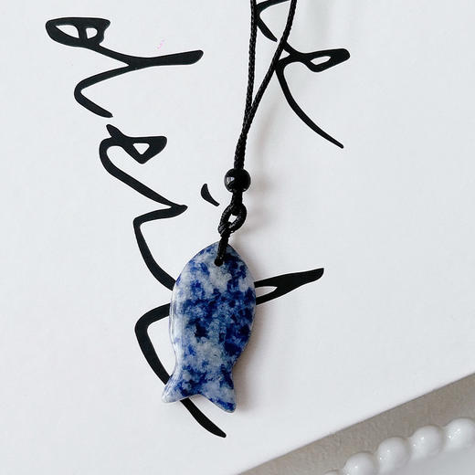 设计精致小巧小鱼吊坠天然石长链项链-纪念日百货门店同款168195315 商品图2