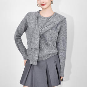 「高货wl」全新升级【铂金会员367/天猫489/差价122】(00514)洛诗琳密织连帽围巾美丽诺羊毛上衣2025冬季气质针织毛衣