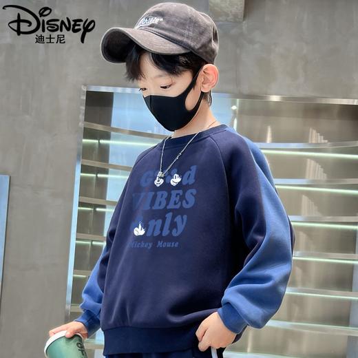 迪士尼男童加绒卫衣加厚冬季2024新款儿童上衣男大童打底衫一体绒 商品图2