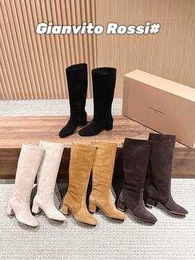 Gianvito Rossi 复古麂皮高跟堆堆靴 短版(DBG)