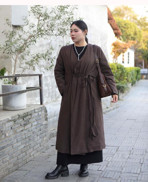 一周发货【不压肩 防跑绒 90白鸭绒羽绒服】2色高级灰、质感咖，灰色面布85%棉，15%亚麻；咖色46%天丝，41%棉，13%亚麻，新国标白鸭绒填充，附检测证明，老钱松弛感羽绒外套，行走的保暖小被子 商品图8