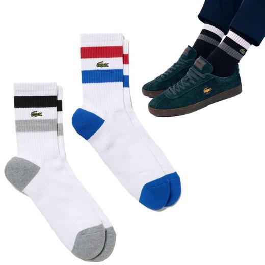 日本限定3双装🐊刺绣宽条中筒袜 材质:80%精梳棉20%氨纶，卡纸包装 商品图1