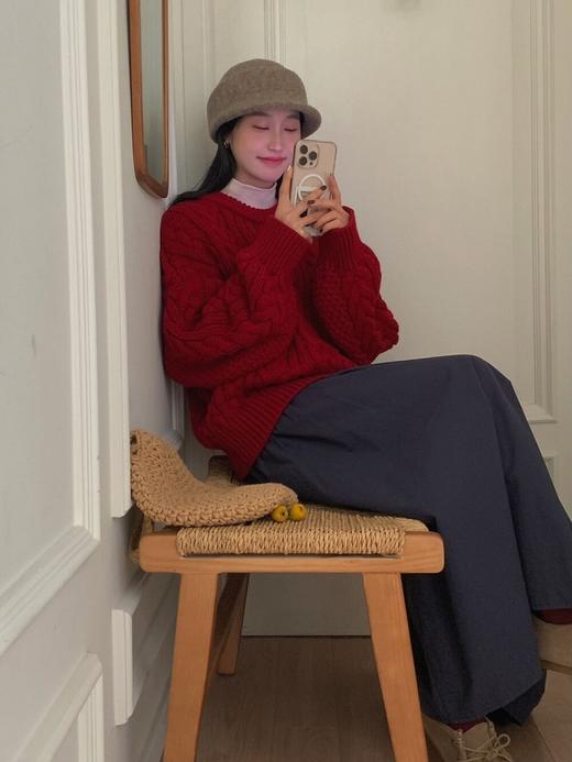 【YW】无忧购韩系复古浮雕麻花毛衣女秋冬慵懒纯色针织上衣2246#（截单后3-5天发货） 商品图10