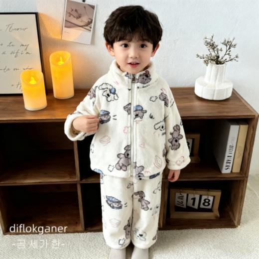 🥇【西蒙日记双面绒家居服套装XYYijjftz2025】开衫+裤子一套，让宝贝温暖过秋冬！👧👦柔软、舒适的家居套装，才是入冬时节的“安心之选”~秋冬居家必备  商品图3