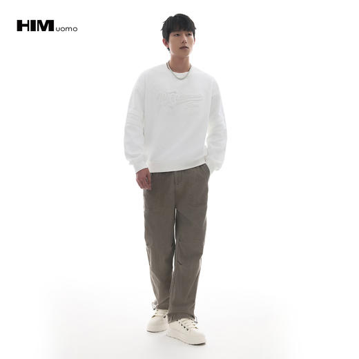 HIM漢崇【商场同款】宽松柔弹长袖圆领卫衣男字母水溶刺绣工艺 商品图1