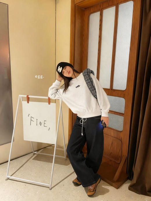 韩订正品egg冬季加绒卫衣Double绒感 商品图10