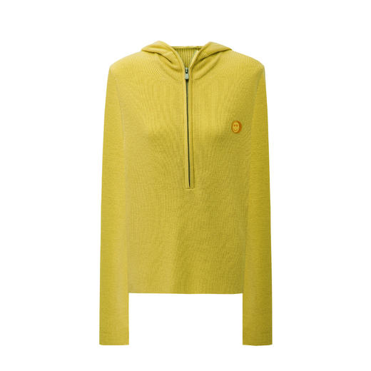 SELFWHO100%绵羊毛半拉链笑脸针织衫女2026春新款毛织连帽衫上衣 商品图3