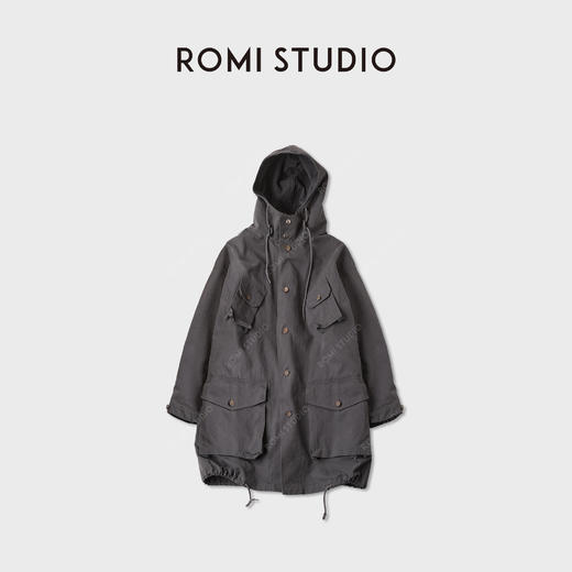 ROMI STUDIO“美式复古”重工洗水可拆卸连帽风衣外套 RWCWWT6047 商品图1
