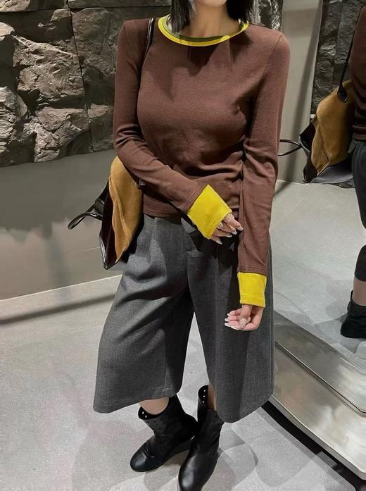 韩系  简约撞色百搭长袖T恤 商品图5