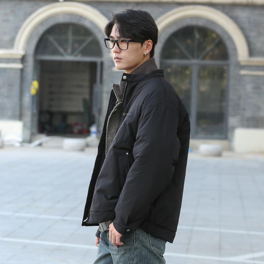 DRONKOO 2025 立领防风扣左侧拉链短款厚棉服 商品图2