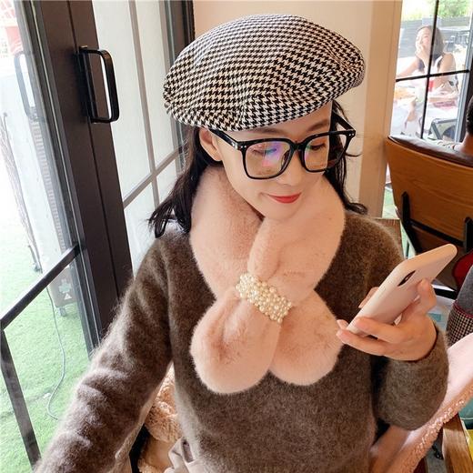 【福利9.9】秋冬季围巾珍珠毛毛围脖 韩版保暖 仿兔毛围巾优雅加厚围巾 毛茸茸交叉围脖 商品图0