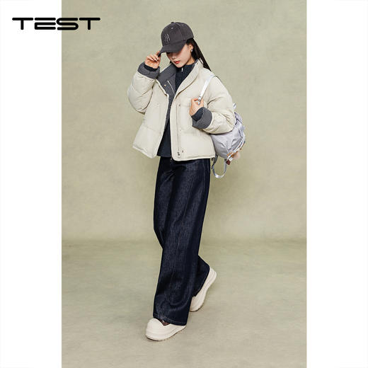 冬上新宽松通勤保暖休闲米白色短棉衣2254160 商品图1