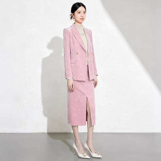 IWY/高级感粉色丝绒西装半裙女秋冬加厚长袖通勤商务职业装正装1024CS038 商品图1