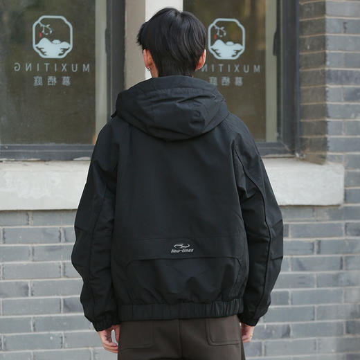 DRONKOO 2025 连帽弹力绳金属扣后背活页字母短款中厚棉服 商品图4