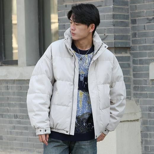 DRONKOO 2025 立领满幅肌理后幅刺绣下摆双层短款厚羽绒服 商品图1