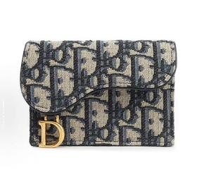 迪奥 Saddle 系列 Bloom 翻盖刺绣老花满印Oblique织物卡夹卡包零钱包（ZB*LZ）