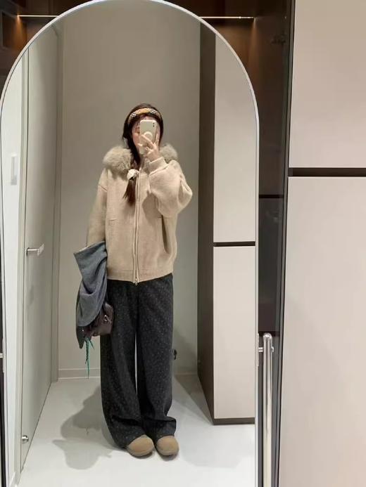 韩系慵懒风碎花加绒阔腿裤 商品图3